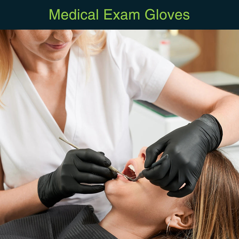 FifthPulse Powder Free Vinyl Exam Gloves, Latex Free, Small, Black, 100/Box (FMN100033)