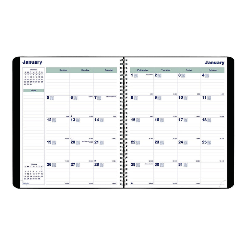 2025-2026 Blueline Plan and Link 9.06" x 11" Monthly Planner, Faux Leather Cover, Black (REDC151281T)