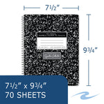 Roaring Spring Paper Products Signature 1-Subject Composition Notebooks, 7.5" x 9.75", College Ruled, 70 Sheets, Black (10111)