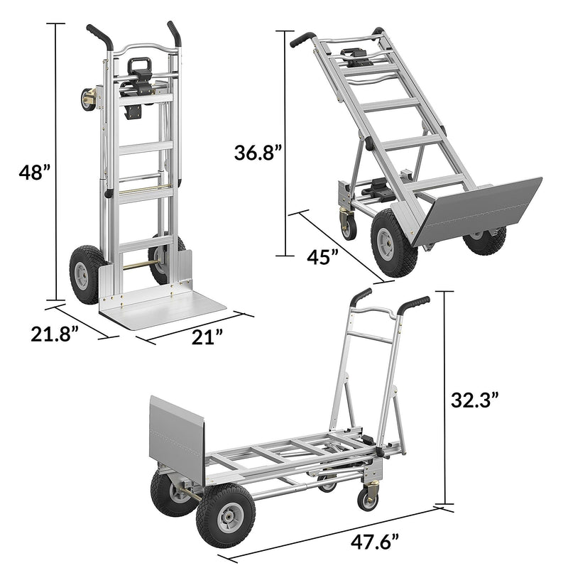 Cosco 3-in-1 Assist Series Convertible Hand Truck, 1000 lb. Capacity, Silver (12312ABL1E)