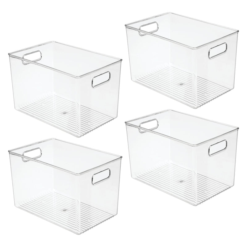 iDESIGN Plastic Storage Bin, 7.75" x 8"x 12", Clear, 4/Pack (28105M4)