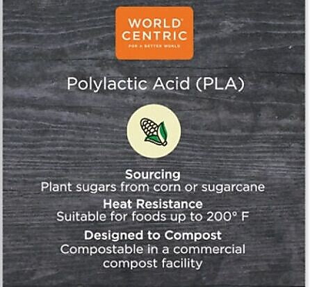 World Centric PLA Hinged Clamshells, 23 oz., 4.9" x 9" x 3.5", Clear, Plastic, 200/Carton (WORKLCS95N)