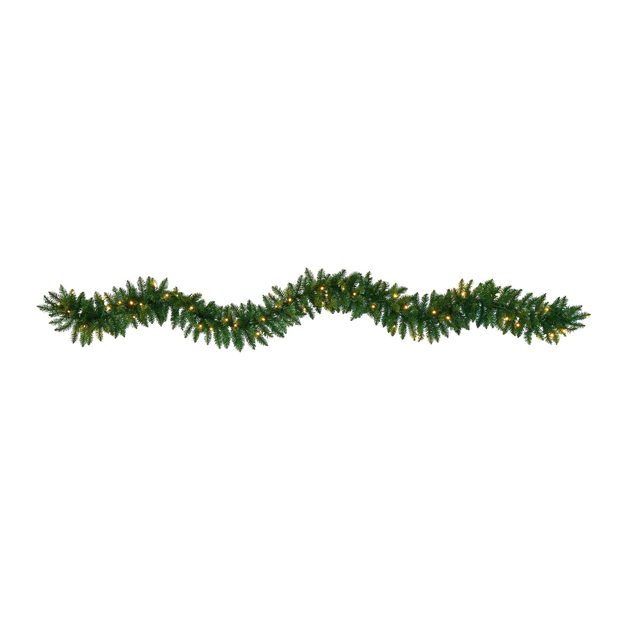 Nearly Natural 9-ft Christmas Pine Artificial Garland with 50 Warm White LEDs Lights (W1100)