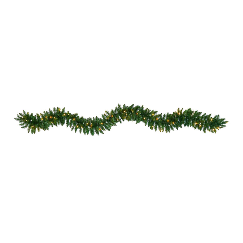 Nearly Natural 9-ft Christmas Pine Artificial Garland with 50 Warm White LEDs Lights (W1100)