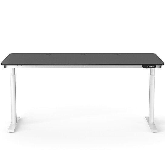 VersaDesk PowerLift 72"W Electric Rectangular Adjustable Standing Desk, Black/White (PLSDR7230-WB-APP)