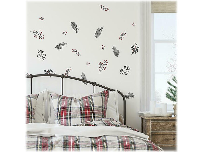 RoomMates Holly Berries and Twigs Traditional Wall Decal Set, Holiday (RMK4834SCS)