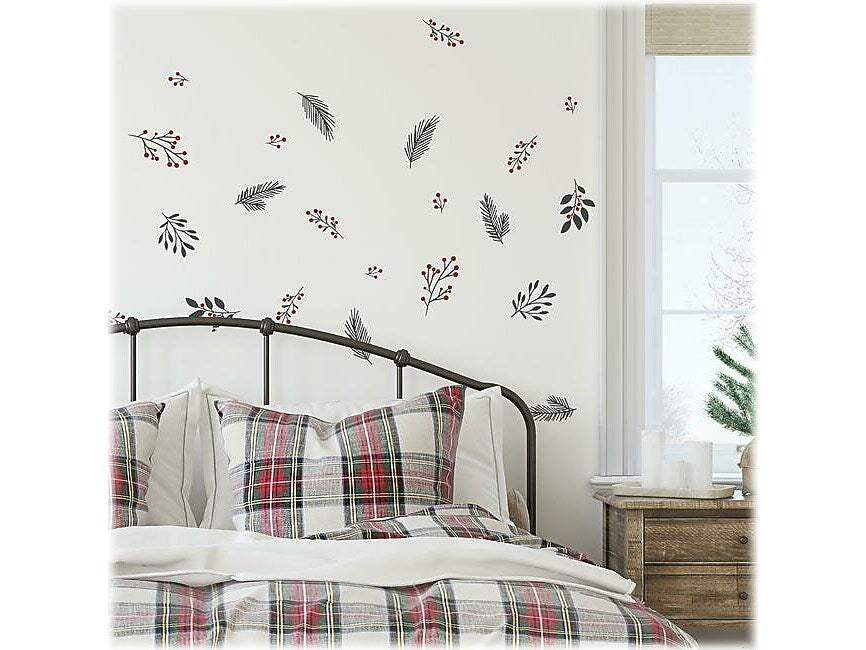 RoomMates Holly Berries and Twigs Traditional Wall Decal Set, Holiday (RMK4834SCS)