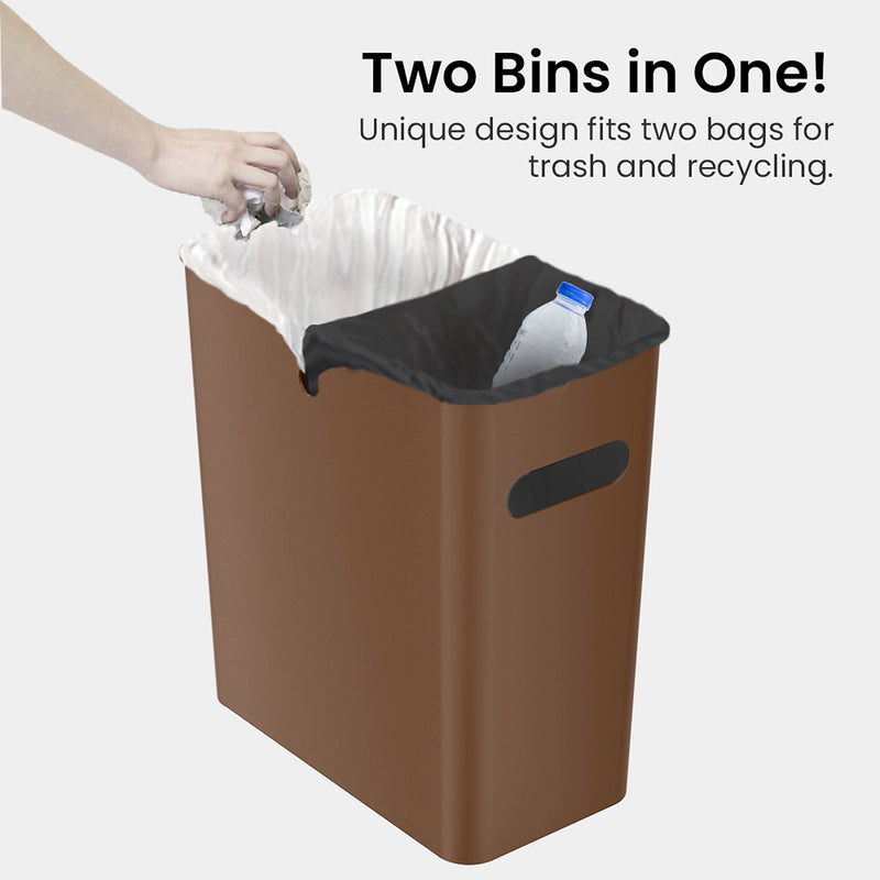 iTouchless SlimGiant Polypropylene Trash Can with no Lid, Toffee Brown, 4.2 gal., 6/Pack (SG105Nx6)