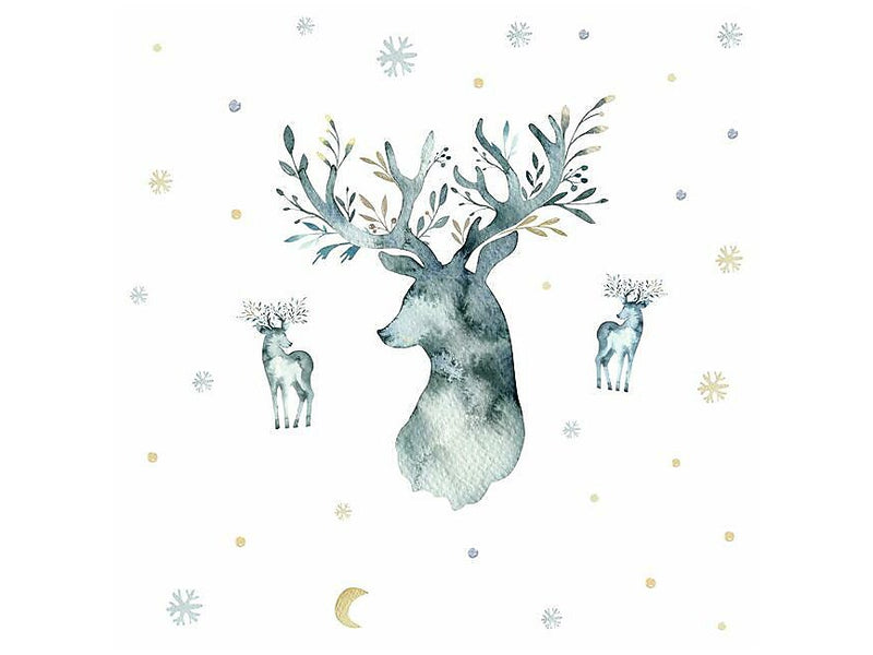 RoomMates Watercolor Winter Deer Contemporary Wall Decal Set, Animals (RMK3928GM)