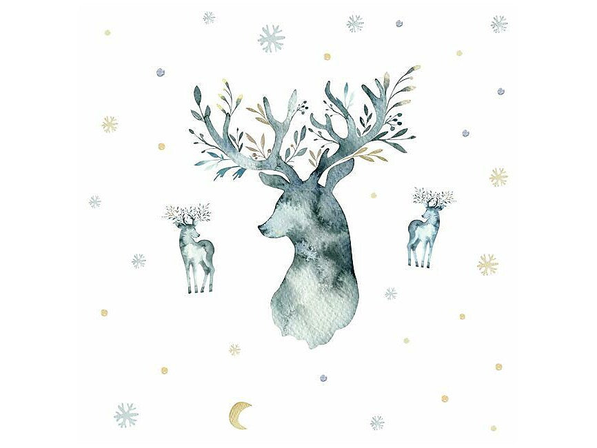 RoomMates Watercolor Winter Deer Contemporary Wall Decal Set, Animals (RMK3928GM)