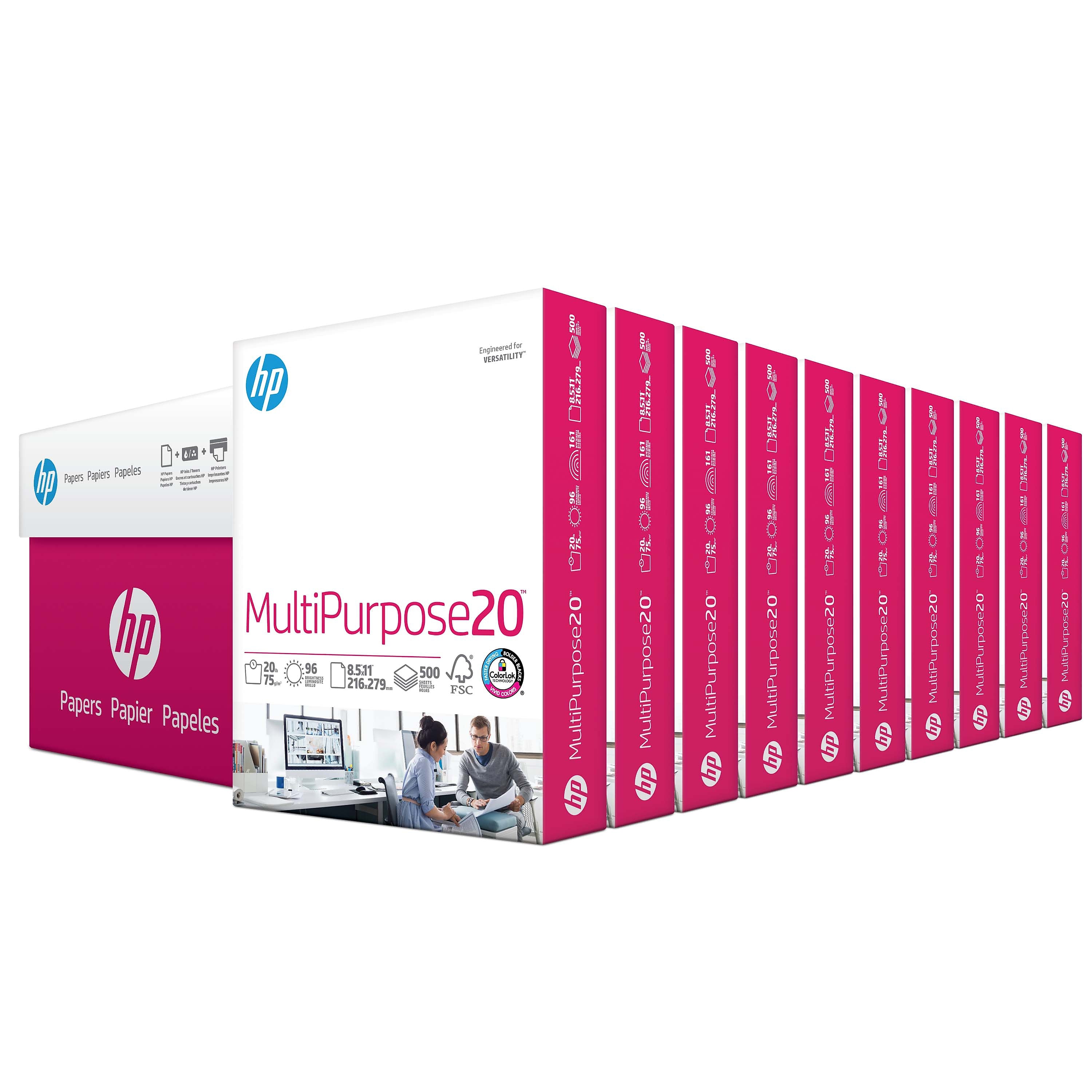 HP 8.5" x 11" Multipurpose Paper, 20 lbs., 96 Brightness, 5000 Sheets/Carton (HPM1120)