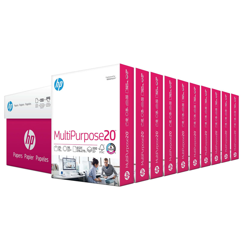 HP 8.5" x 11" Multipurpose Paper, 20 lbs., 96 Brightness, 5000 Sheets/Carton (HPM1120)