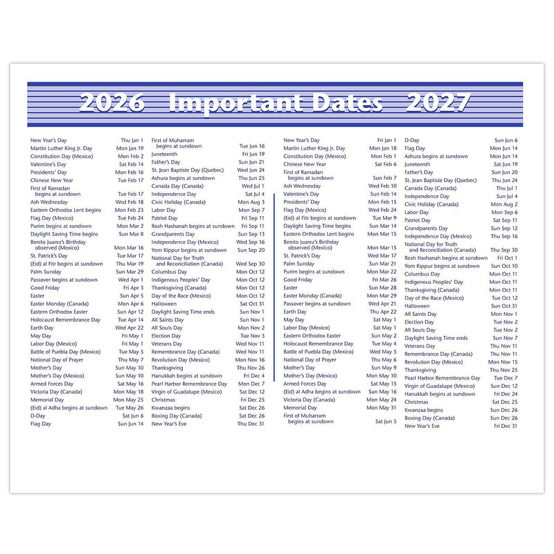 2026 AT-A-GLANCE Flip-A-Week 7" x 5.5" Weekly Desk Calendar Refill Pages, White/Blue (SW705X-50-26)