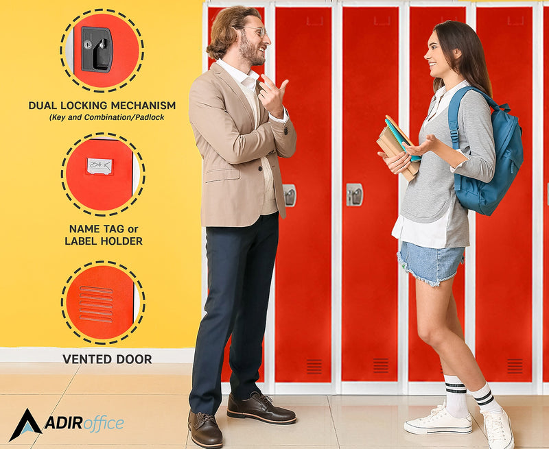 AdirOffice 72"H Single Tier Red Storage Locker (ADI629-201-RED-DL)