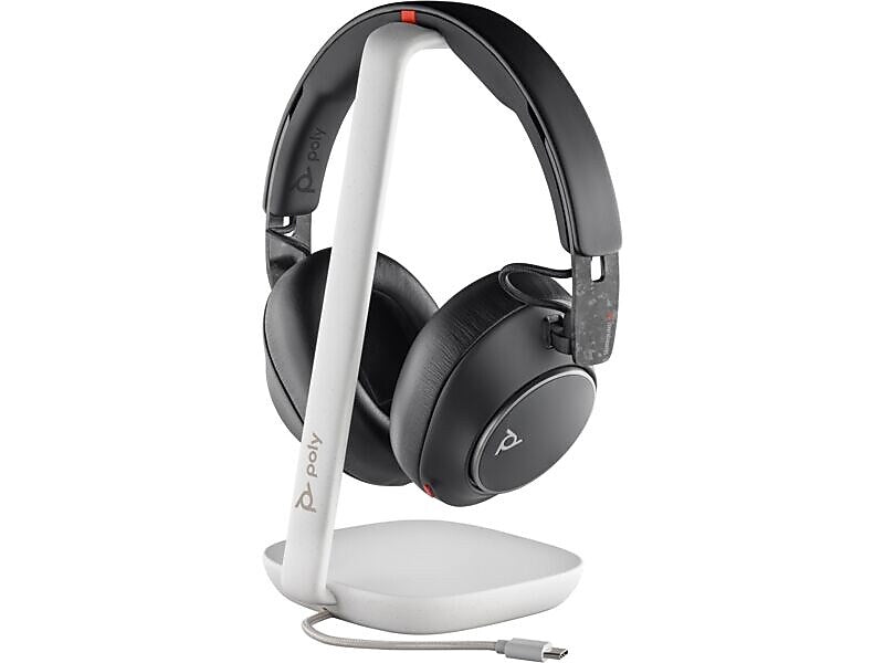Poly Voyager Surround 85 USB-C UC Stereo Bluetooth Over-Ear Headset with Charging Stand and USB-C/A Adapter, Black (8G7T7AA)