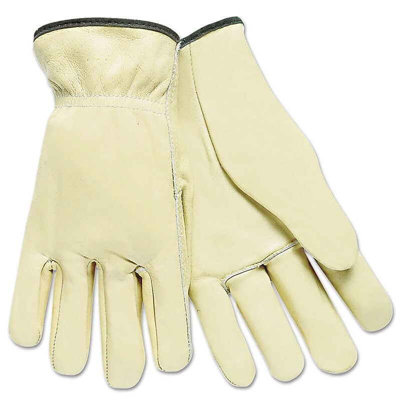 Memphis Gloves Driver's Gloves; Cowhide Leather, Rolled Cuff, L Size, Cream, Dozen