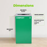 Alpine Industries 29 Gallon Indoor Steel Compost Bin with Mixed Open Lid, Green (4450-GRN-M-COM)