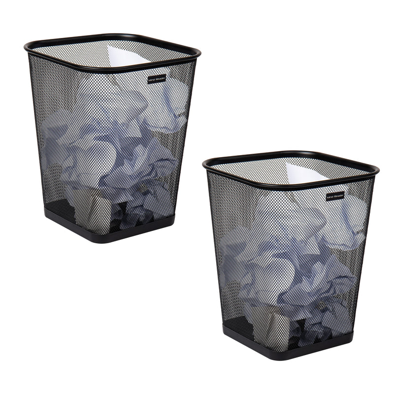Mind Reader Metal Trash Can Without Lid, 5 Gallon, Black, 2/Pack (2SQUAGA-BLK)