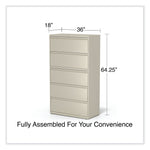 Alera® Lateral File, 5 Legal/Letter/A4/A5-Size File Drawers, Putty, 36" x 18.63" x 67.63"