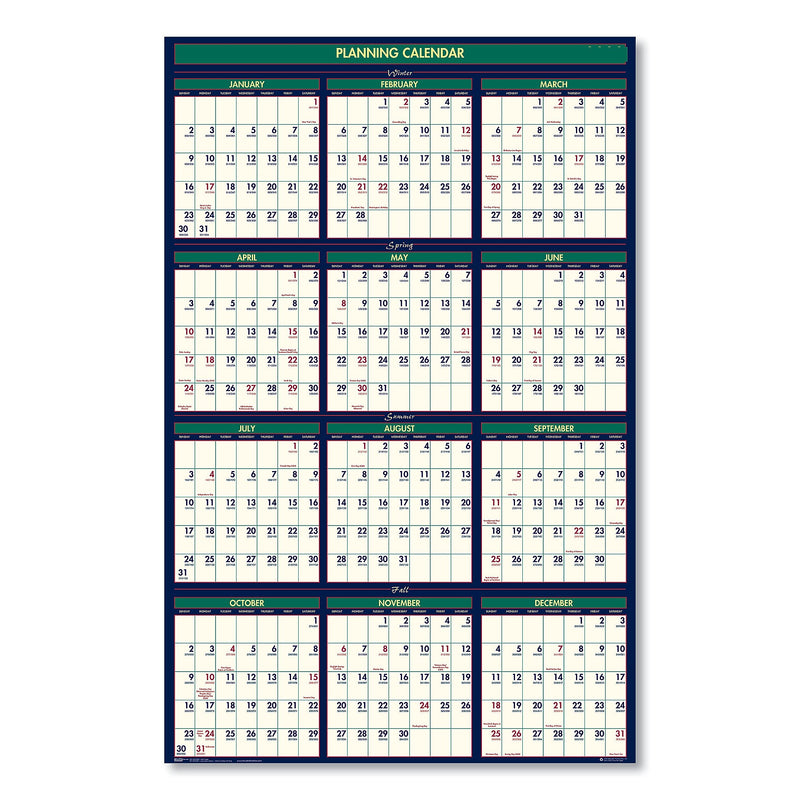 2025-2026 House of Doolittle Four Seasons 24" x 37" Academic & Calendar Yearly Wall Calendar, Reversible, Four Seasons (HOD390)