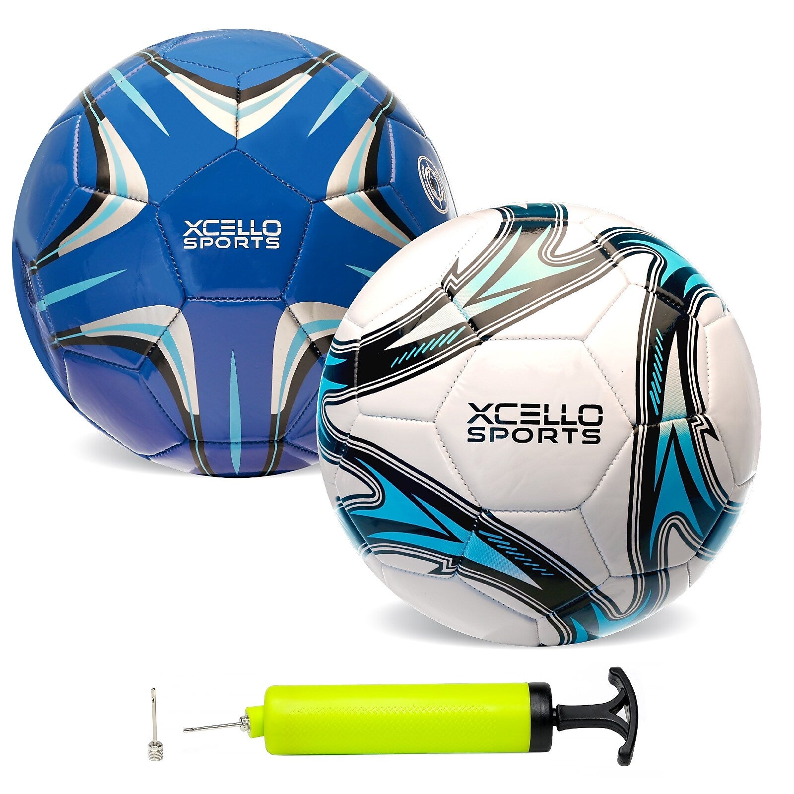 Xcello Sports Size 3 Soccer Balls with Pump, Blue/White, 2/Pack (SB-S3-2-ASST-5)