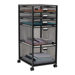Mind Reader 5-Drawer Multipurpose Rolling Storage Utility Cart with Wheels, Metal, Black (5TWHEEL-BLK)