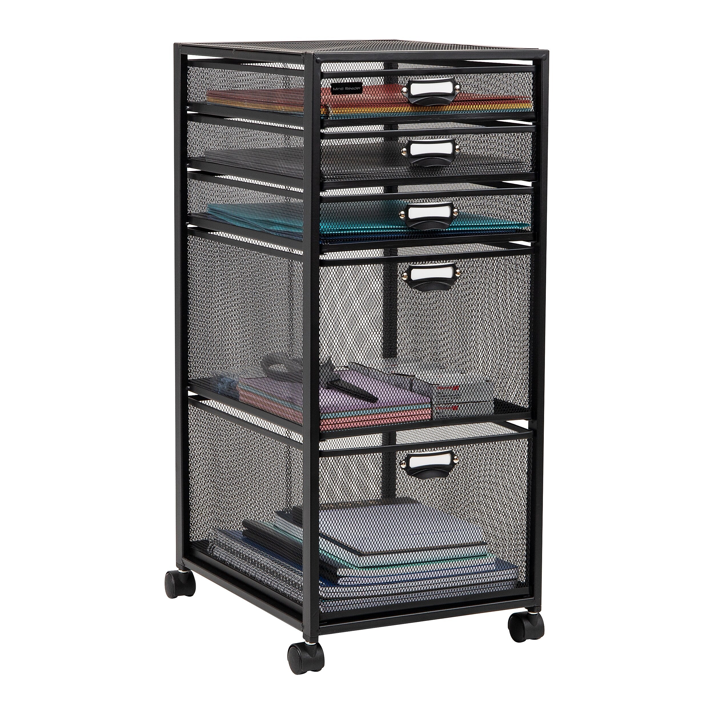 Mind Reader 5-Drawer Multipurpose Rolling Storage Utility Cart with Wheels, Metal, Black (5TWHEEL-BLK)