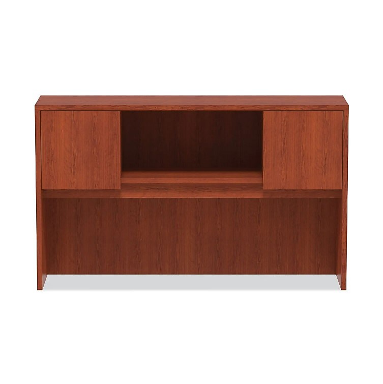 Alera Valencia Series Hutch With Doors, 58 7/8w X 15d X 35 1/2h, Medium Cherry