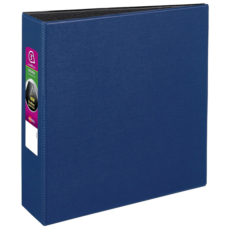 Avery Durable 3" 3-Ring Non-View Binders, Slant Ring, Blue (27651)