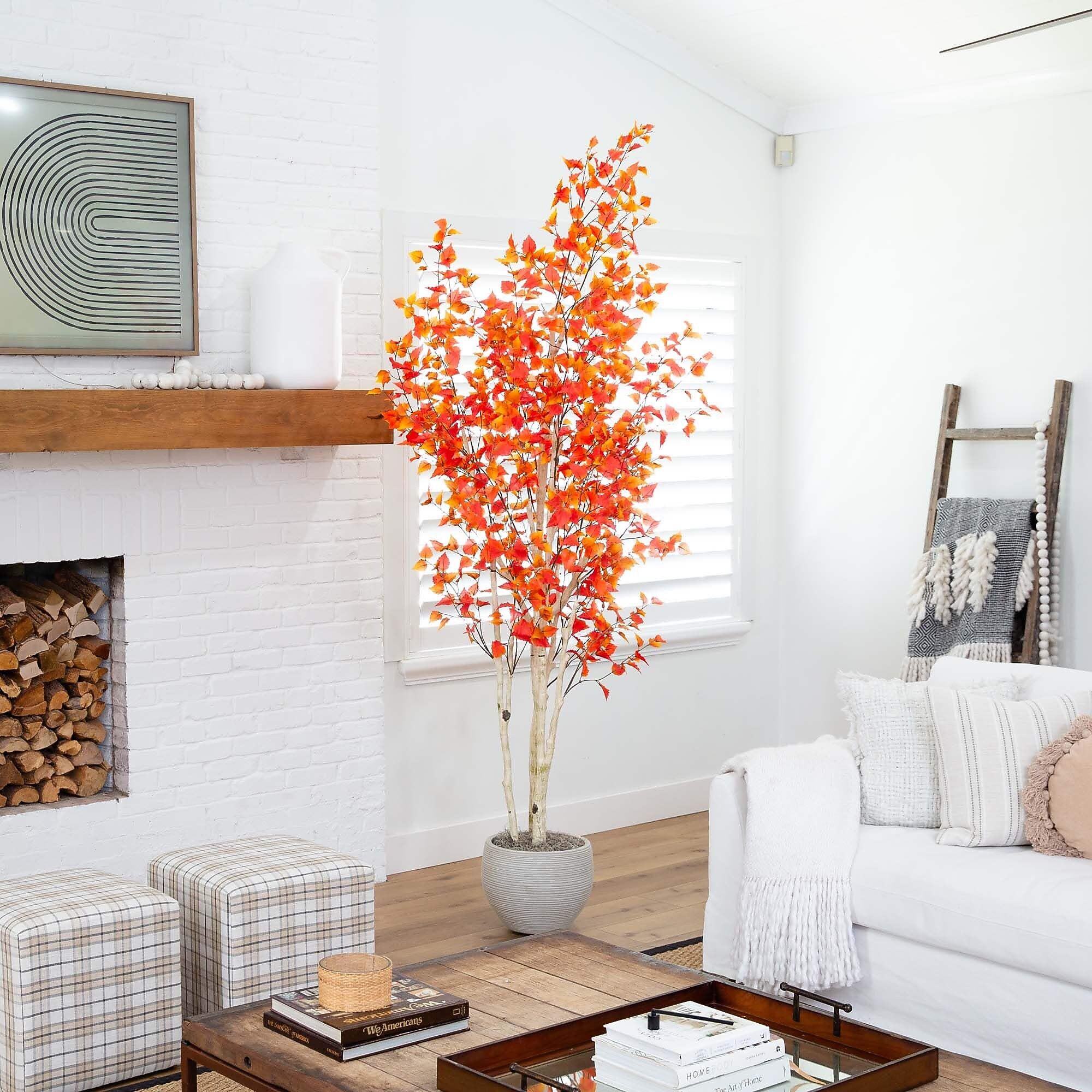 Nearly Natural 9' Autumn Birch Artificial Fall Tree (T4806)