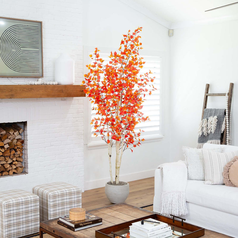 Nearly Natural 9' Autumn Birch Artificial Fall Tree (T4806)