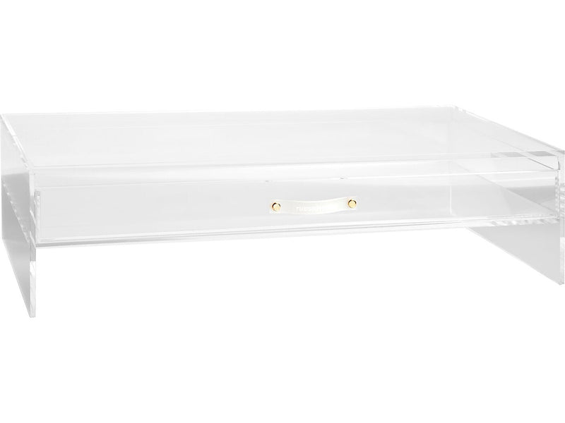 Russell+Hazel Monitor Stand with Drawer, Clear/Gold (98149)