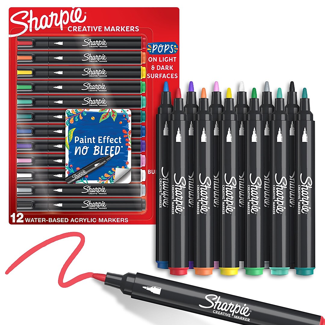 Sharpie Water-Based Creative Markers, Bullet Point, Assorted Colors, 12/Pack (2196905)