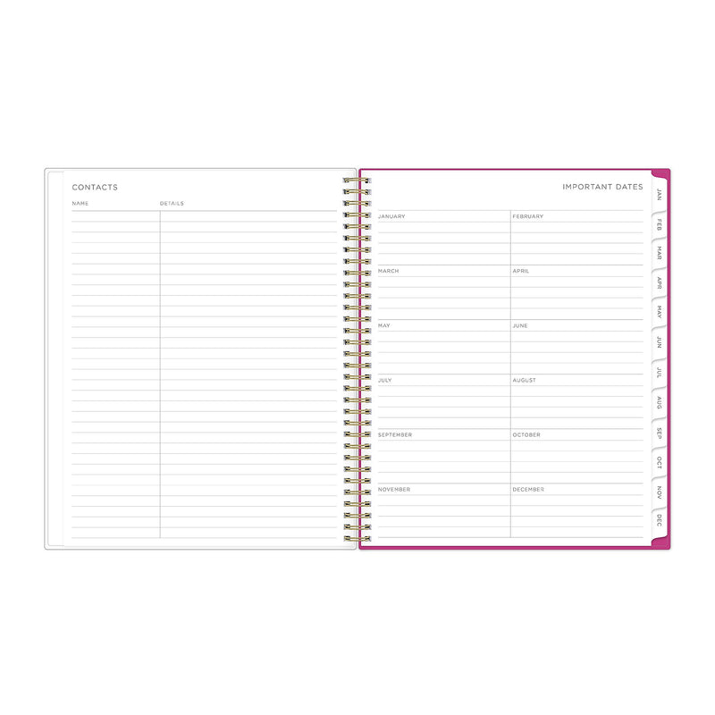 Planning Calendar KV Magenta Blooms PP 5x8 RY26 Wkly/Mthly Safety Wirebound -