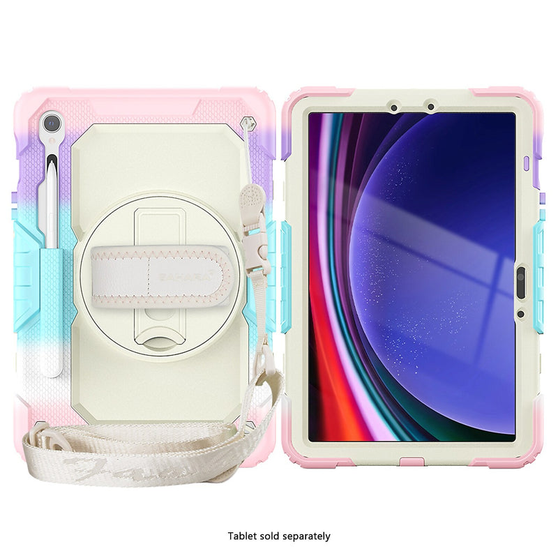 SaharaCase Raider Series Heavy Duty Case with Hand Strap for Galaxy Tab S10 FE /S9/S9 FE, Sunset Sorbet (TB00464)