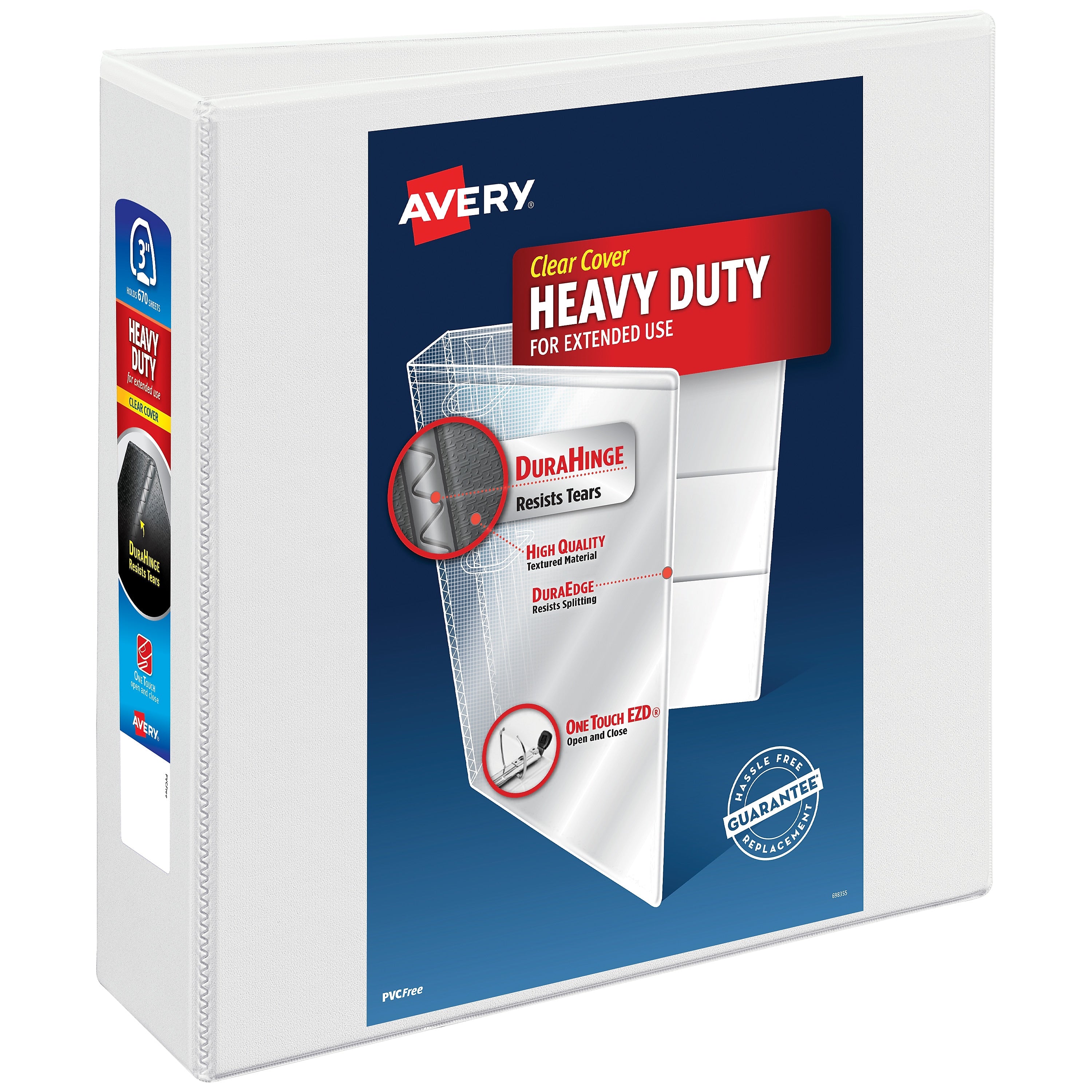 Avery Heavy Duty 3" 3-Ring View Binder, D-Ring, White (79-193/79-793)