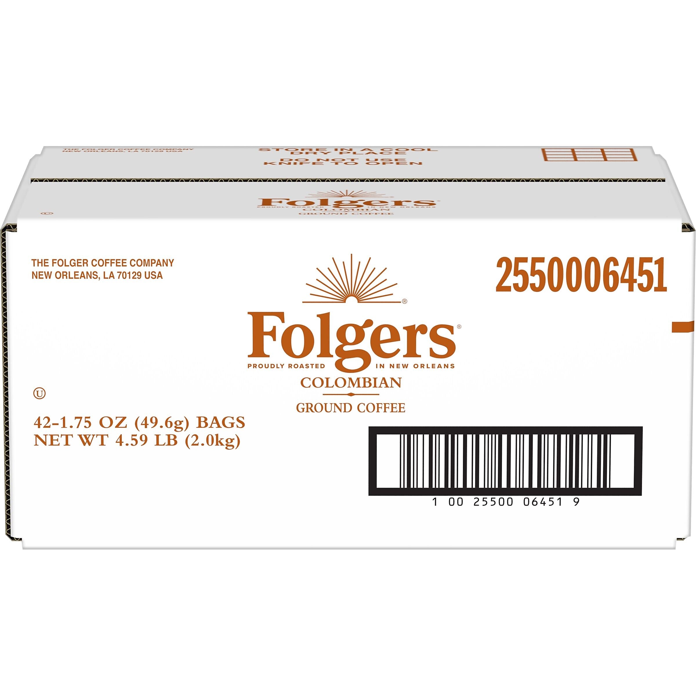 Folgers 100% Colombian Coffee Packet, Medium Dark Roast, 1.75 oz., 42/Carton (PRO20022)
