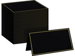 Better Office 2" x 3.5" Matte Black/Gold Table Tent Place Card, 100/Pack (64647-100PK)