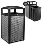 Alpine Industries Steel Outdoor Commercial Trash Can with Ashtray Dome Lid, 40 Gallon, Silver, 2/Pack (ALP472-40-SIL-2PK)
