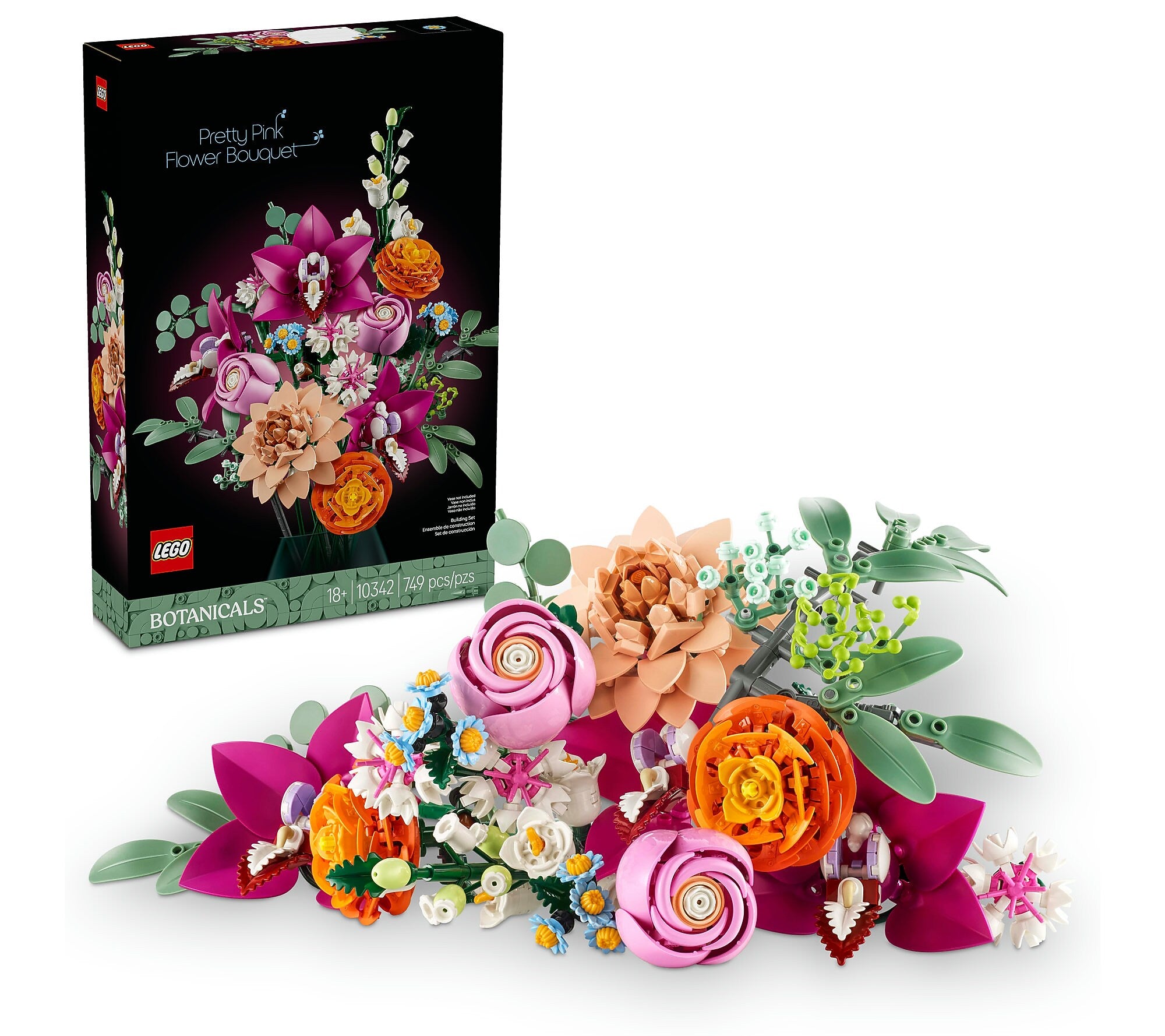 LEGO Botanicals Pretty Pink Flower Bouquet, 749 Pieces (10342)