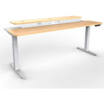 VersaDesk PowerLift Split-Level 72"W Electric Rectangular Adjustable Standing Desk, Maple/White (PL2SD7230-WM)