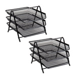Mind Reader Metal 3-Tier Stackable Paper Desk Tray Organizer, Black, 2/Pack (3TPAP2PK-BLK)