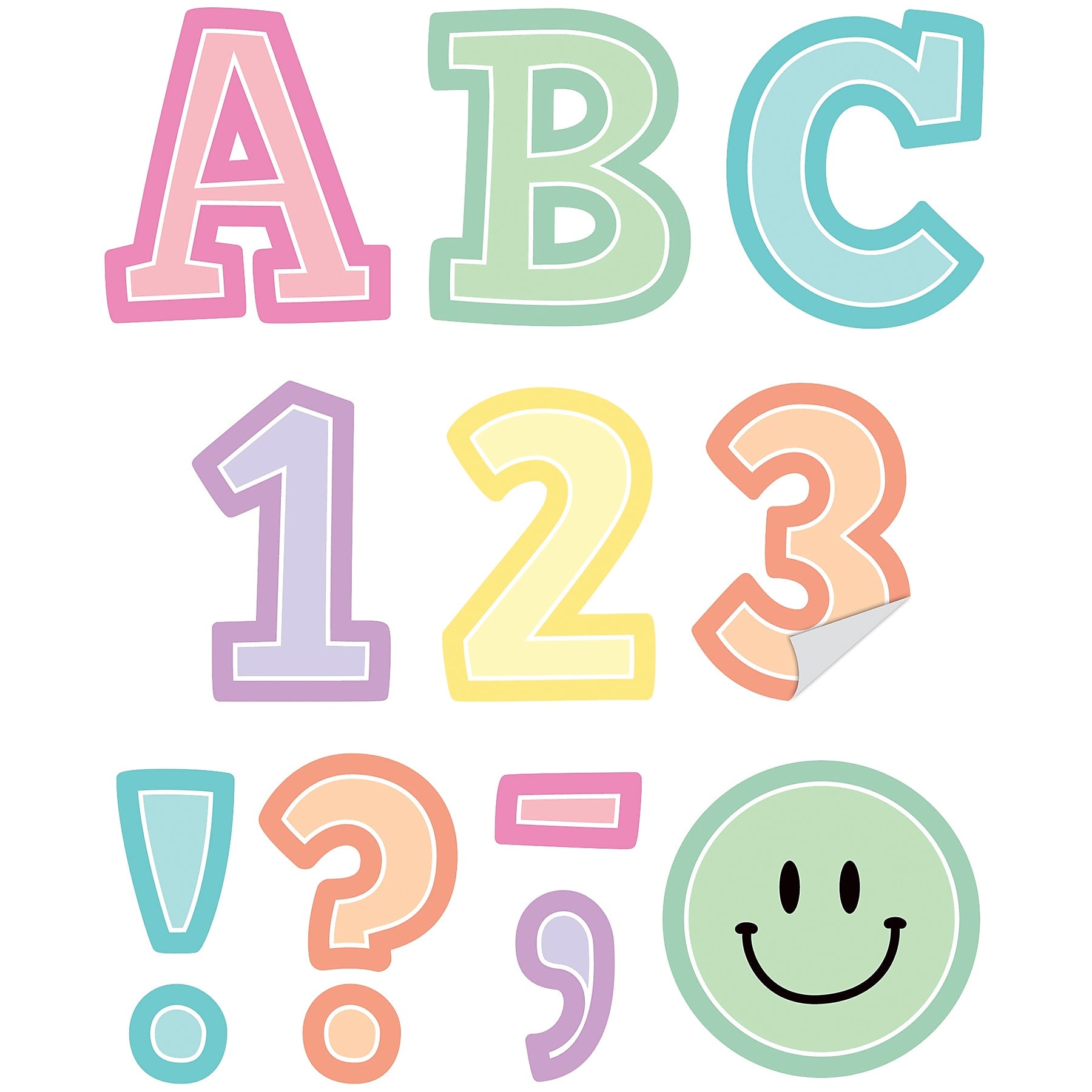 Teacher Created Resources Pastel Pop 2" Self-Adhesive Letters and Numbers, Multicolored, 326/Pack (TCR9649)