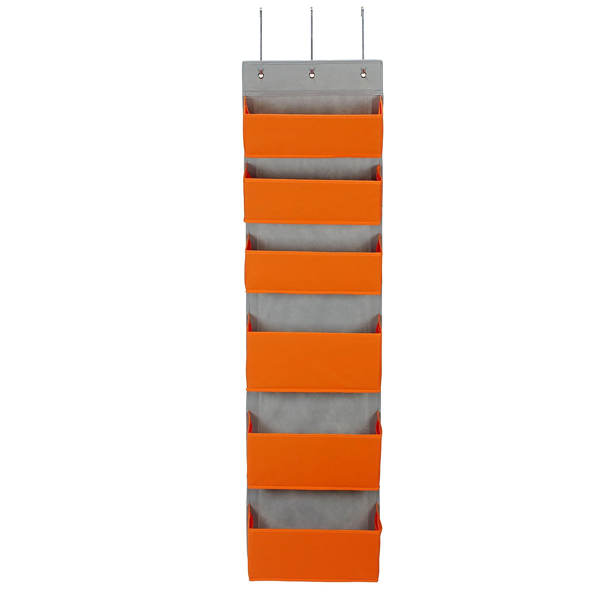 Household Essentials 6 Pocket Plastic/Poly Over the Door Hanging Organizer, 57" x 15" x 7", Orange (2168-1)