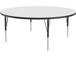 Correll 60" Round Activity Table, Height-Adjustable, Frosty White/Black (A60DE-RND-80)