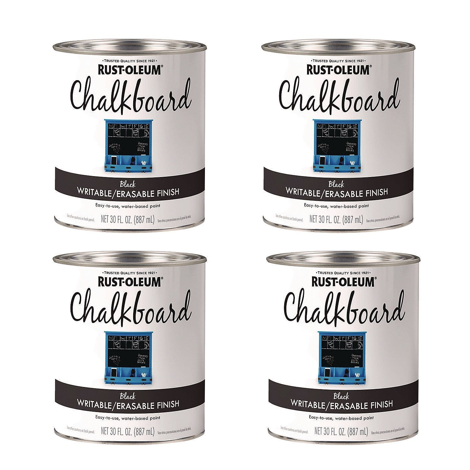 Rust-Oleum Matte Black Chalkboard Paint, 30 oz. Can, 4/Carton (301450)
