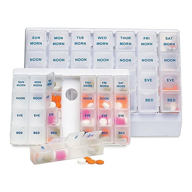 Healthcare Logistics Seven Day Deluxe Pill Boxes, Clear (HET400407H)