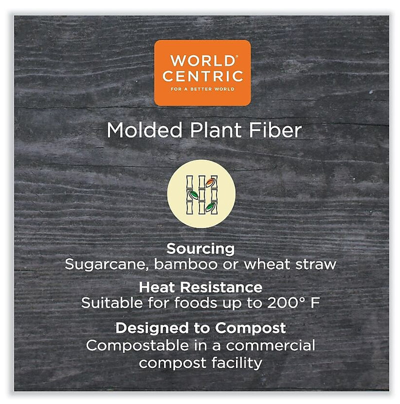 World Centric Fiber Hinged Containers, 2-Compartment, 8.8" x 8.2" x 2.9", Natural, Paper, 300/Carton (WORTOSCU8TLFP)