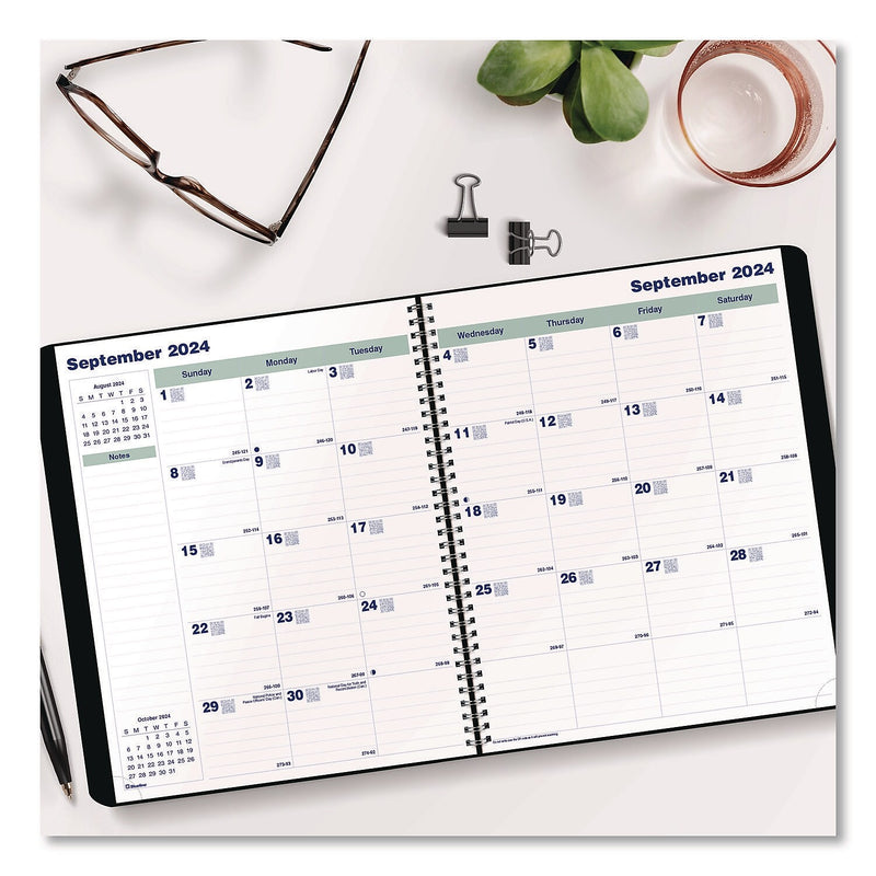 2025-2026 Blueline Plan and Link 9.06" x 11" Monthly Planner, Faux Leather Cover, Black (REDC151281T)
