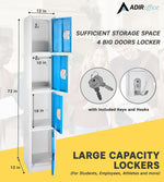 AdirOffice 72"H 4-Tier Blue Storage Locker (ADI629-204-BLU-DL)